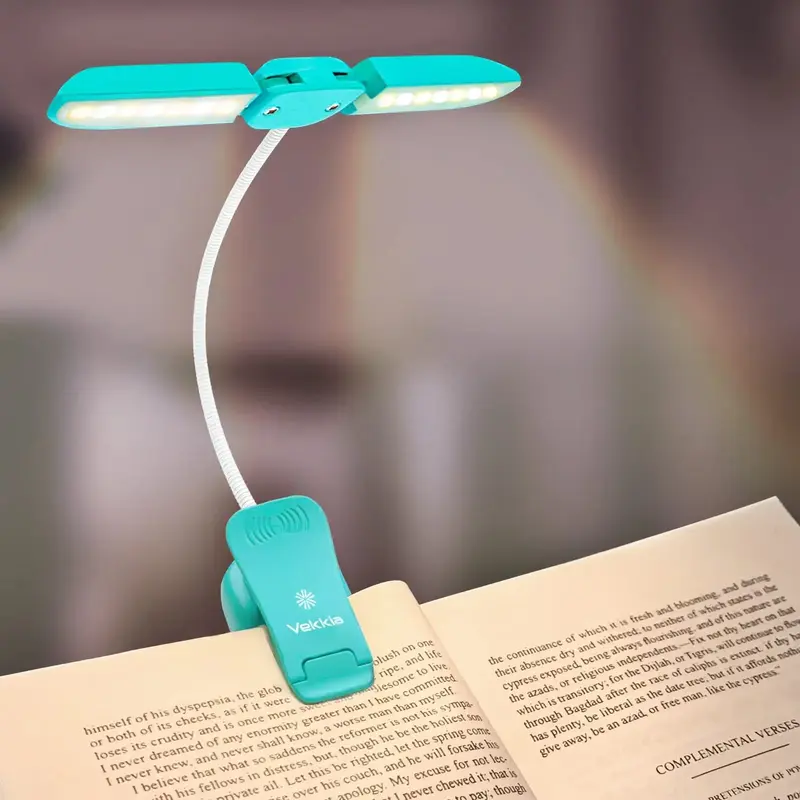 Vekkia 14 LED Rechargeable Book Light for Reading at Night, Eye-Care Reading Light for Books in Bed, 180° Adjustable, Clip o...