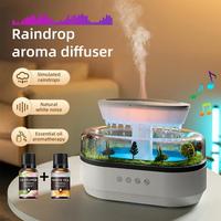 Micro Landscape Raindrop Humidifier Home Colorful Atmosphere Light Essential Oil Diffuser Built-in White Noise Aromatherapy M...