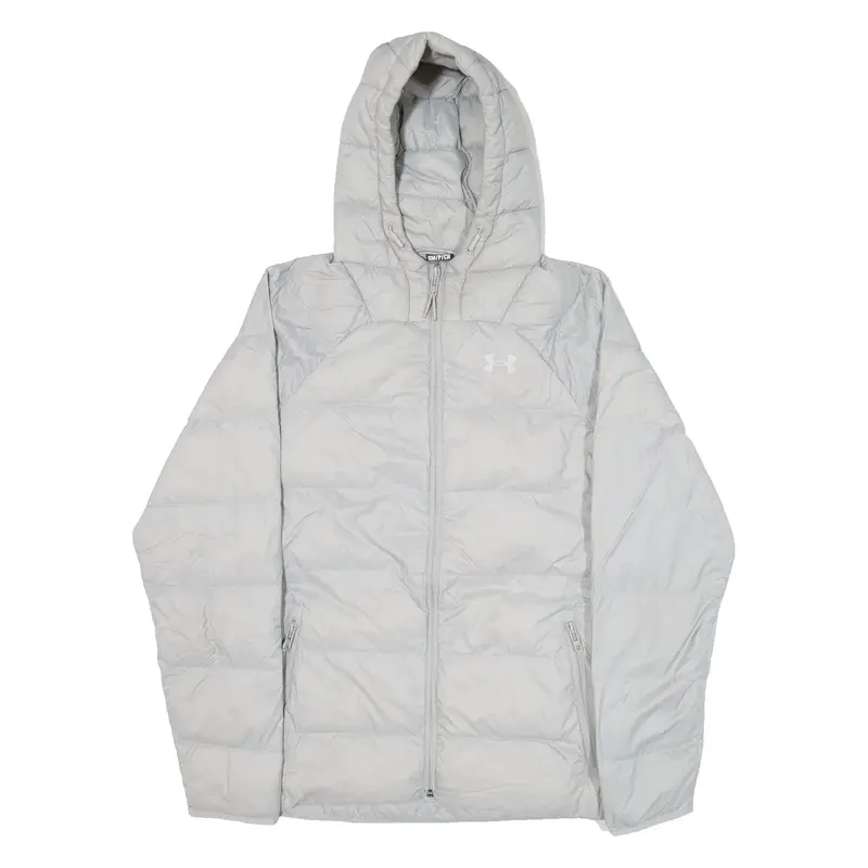 UNDER ARMOUR Insulated Mens Puffer Jacket Grey Nylon Hooded S