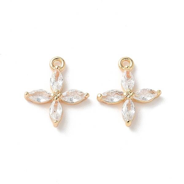 Real 18K Gold Plated Brass Cubic Zirconia Charms