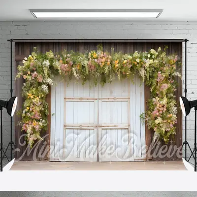 Floral White Board Door Birthday Cake Smash Backdrop - Aperturee