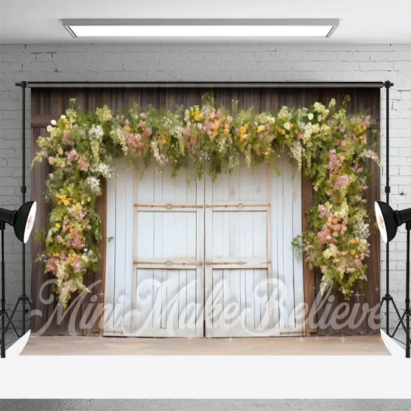 Floral White Board Door Birthday Cake Smash Backdrop - Aperturee
