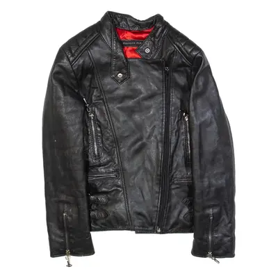 PHILIPP PLEIN Womens Biker Jacket Black Faux Leather S