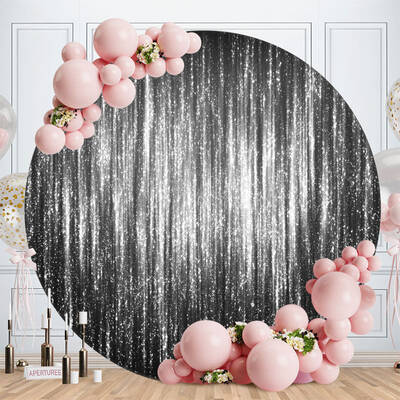 Aperturee Silver Bright Glitter Round Black Birthday Backdrop | Round Backdrop Stand Covers | Circle Background For Party | R...