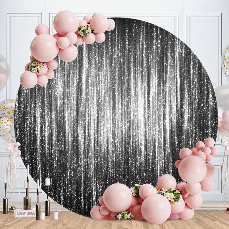 Aperturee Silver Bright Glitter Round Black Birthday Backdrop | Round Backdrop Stand Covers | Circle Background For Party | R...