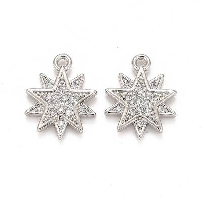 Brass Micro Pave Clear Cubic Zirconia Charms