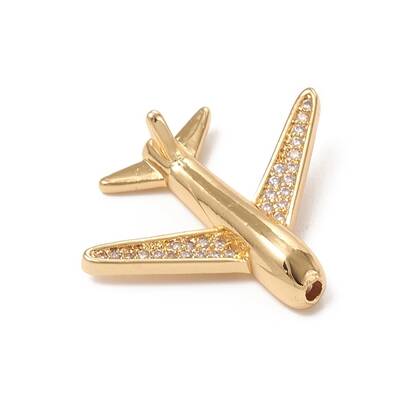 Brass Micro Pave Clear Cubic Zirconia Beads