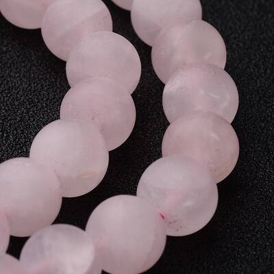 Frosted Round Natural Rose Quartz Bead Strands