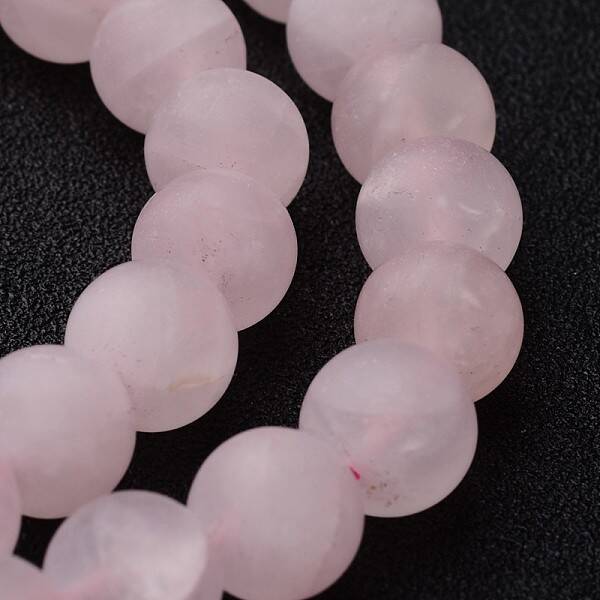 Frosted Round Natural Rose Quartz Bead Strands