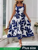 【Plus Size】 Floral Print Cami Dress, Bohemian Chic Casual Sleeveless Spaghetti Strap Dress for Daily Wear, Women's Plus...