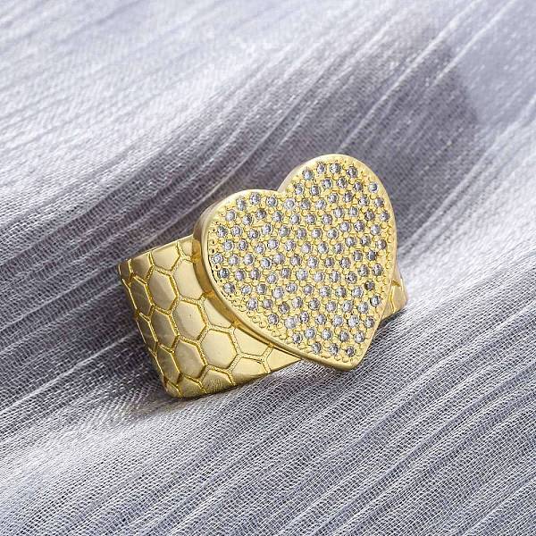 Brass Micro Pave Clear Cubic Zirconia Cuff Rings for Women