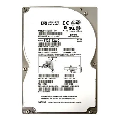 A3703-60750 HP 9.1GB Ultra WIDE SCSI 7200 3.5-inch Hard Drive