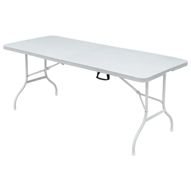 Garvee 6 Foot Folding Portable Table - Plastic Foldable Table with Carrying Handle for Dining, Picnic, Party, Camping