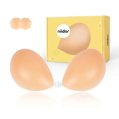 Niidor Adhesive Bra Strapless Sticky Invisible Silicone Bra for Backless Dress with breath Covers,Prevents Nipple Slips,Perfe...