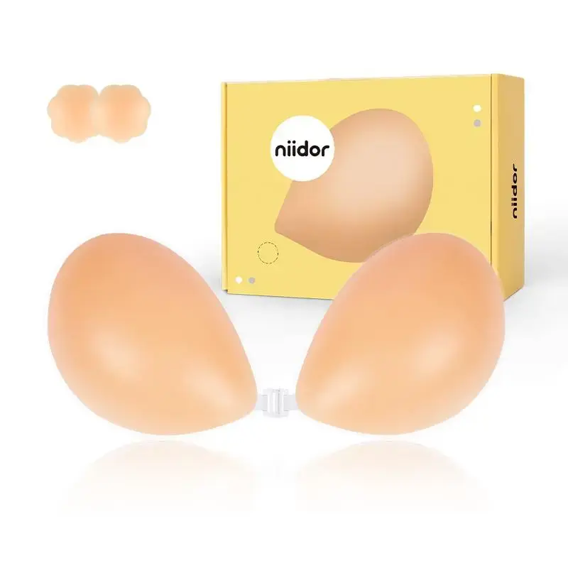 Niidor Adhesive Bra Strapless Sticky Invisible Silicone Bra for Backless Dress with breath Covers,Prevents Nipple Slips,Perfe...