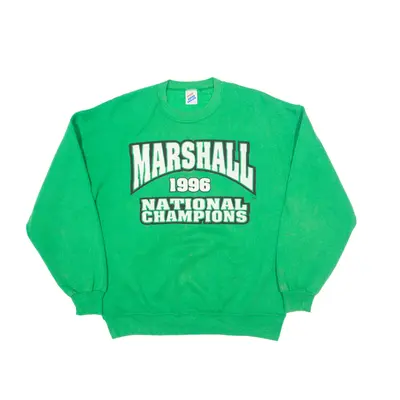 JERZEES Marshall National Champions Sweatshirt Green 90s Mens L