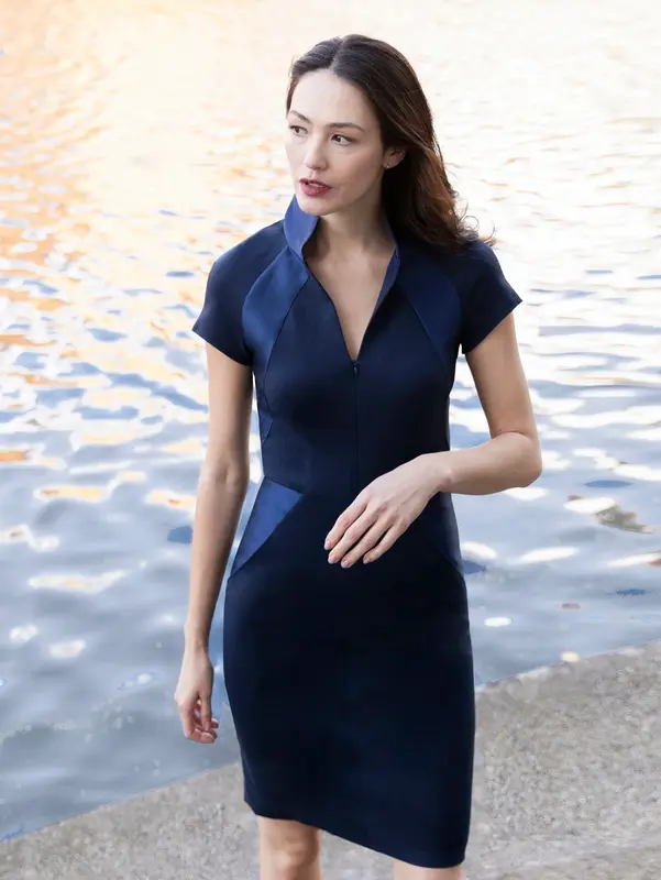 CORNICE | Panelled Stretch Dress | Color: Peacoat | Size: L