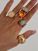 Boho Vintage Chic Gemstone Stacking Rings, Fashion Jewelry for Party, Daily Decor, Trendy All-match & Exquisite Jewelry for B...