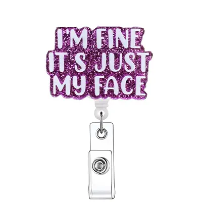 Glitter Letter Pattern Badge Holder, 1 Count Retractable Badge Reel, Acrylic ID Holder for Nurses, Doctors, Students & Office...