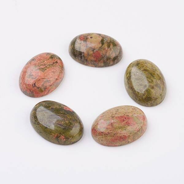 Natural Unakite Flat Back Cabochons