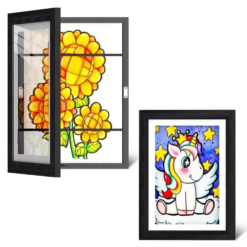 Magnetic Photo Frame, 1 Count Creative Children's Art Display Frame, Front-Opening Changeable Picture Frame, Kids Artwork Di...