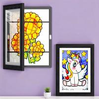 Magnetic Photo Frame, 1 Count Creative Children's Art Display Frame, Front-Opening Changeable Picture Wooden Frame, Kids Artw...