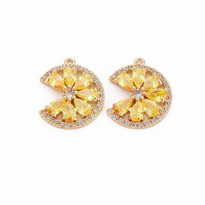 Brass Micro Pave Cubic Zirconia Charms
