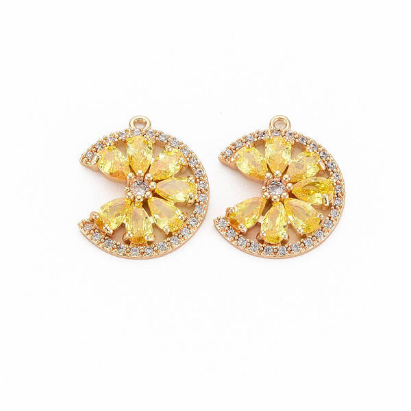 Brass Micro Pave Cubic Zirconia Charms