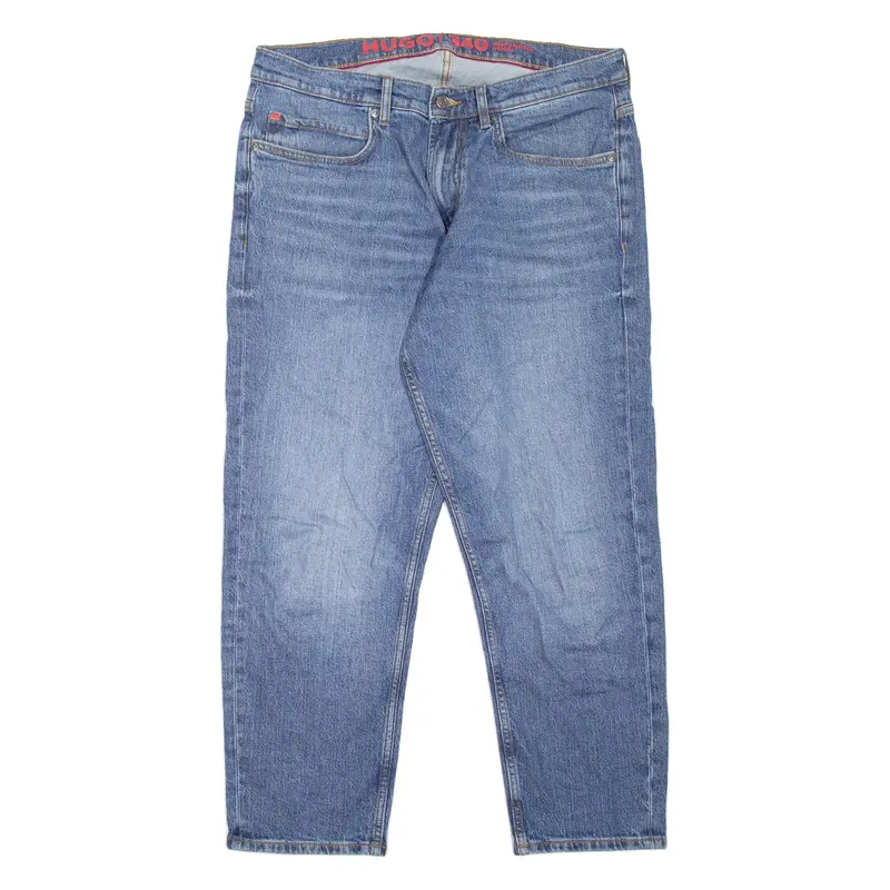 HUGO 340 Mens Jeans Blue Regular Tapered Stone Wash W34 L26
