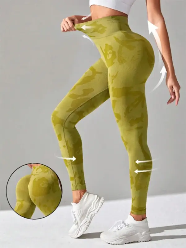 Camo Print High Waist Sports Leggings for Women, Sporty Skinny Yoga Pants for Gym Running, Summer Workout Clothes for Women, ...