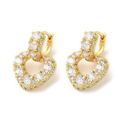 Brass Pave Clear Cubic Zirconia Hoop Earrings for Women