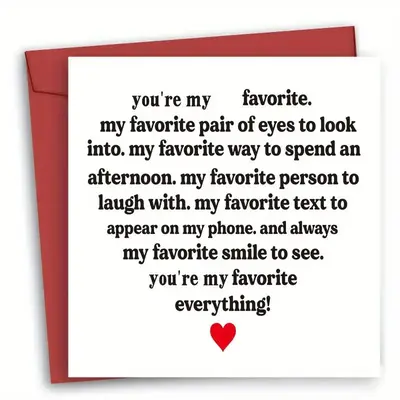 Heart Shaped Love Themed Letter Pattern Greeting Card, 1 Count Special Birthday Card, Relationship Greeting Card for Annivers...