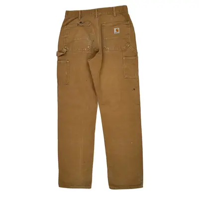 Paint Splattered Carhartt Double Knee Carpenter Trousers - 30? Waist Brown Cotton