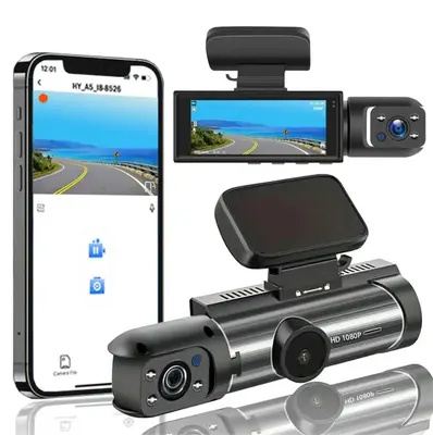 Bcuoz M8 Front & Rear Dashcam, With WI-FI,1 Count Dash Camera for Car,, 3.16 Inch IPS Screen 1080P HD Camera with Dual Lens, ...