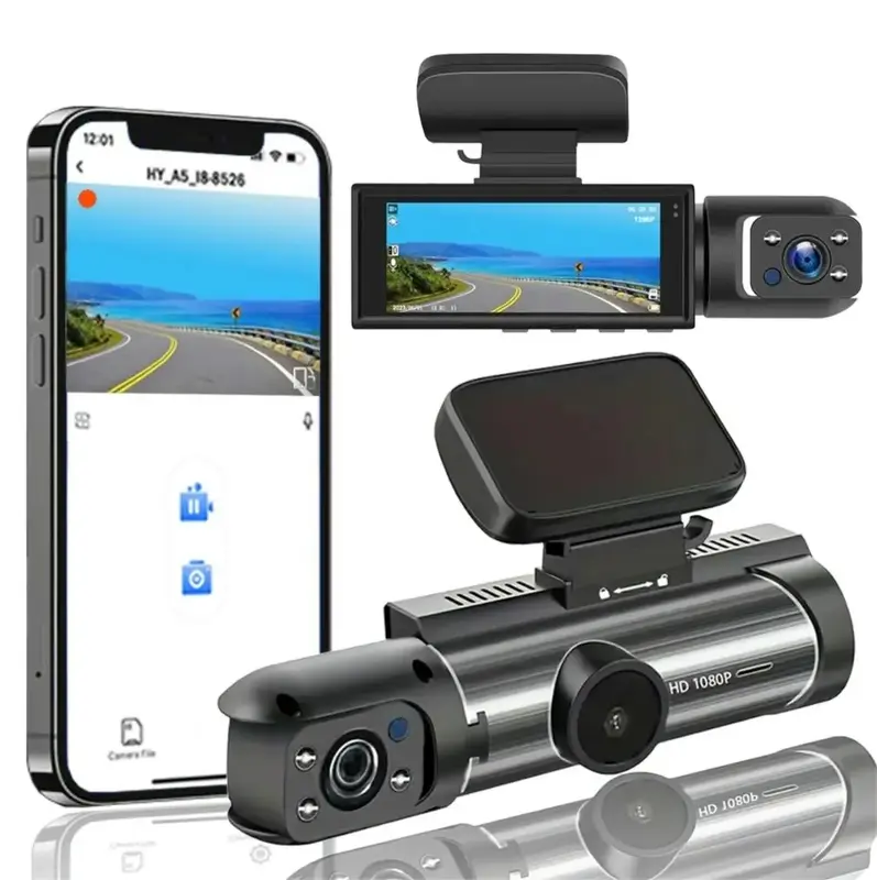 Bcuoz M8 Front & Rear Dashcam, With WI-FI,1 Count Dash Camera for Car,, 3.16 Inch IPS Screen 1080P HD Camera with Dual Lens, ...