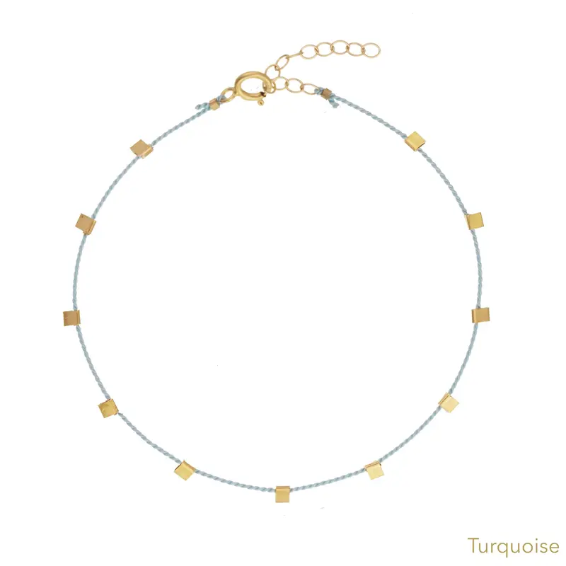 Hilo Bracelet | Metal Color: Gold | Color: Turquoise | Length: Adjustable 7 - 8 inches