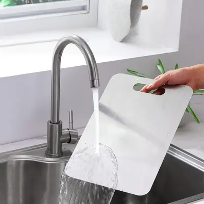 Stainless Steel Chopping Board, Double Sided Non-slip Chopping Board, Durable & Hygienic Kitchen Cutting Board for Meat, Vege...