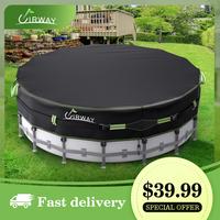 UIRWAY 600D Round Pool Cover with Reflective Strips, Swimming Pool Cover for Above Ground Pools, Solar Cover Including Rope T...