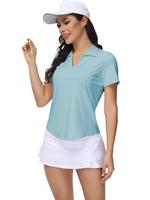 Women's Plain Short Sleeve Shirt, Casual Breathable Comfortable Collar Top for Golf Tennis, Ladies Sportswear for Summer, Sum...