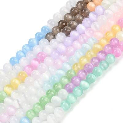 Macaron Color Natural Selenite Beads Strands