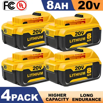 DCB200 20V 8.0Ah Lithium-Ion Replacement Power Packs for DeWalt 20V MAX XR Tools – Fits DCB180 DCB203-DCB209.etc Rechargeab...