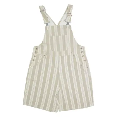 TEDDY'S Dungaree Womens Playsuit Grey Striped 90s Wide-Leg M