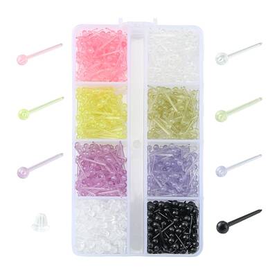 700Pcs Plastic Tiny Ball Stud Earrings with 150Pcs Ear Nuts for Women