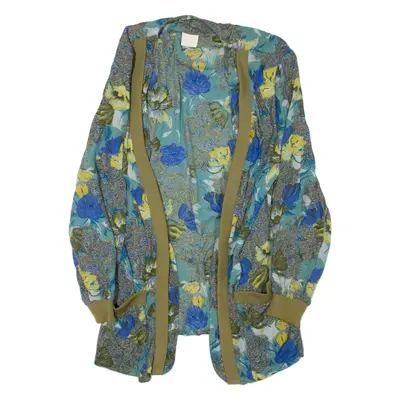 Womens Kimono Top Green Long Sleeve Viscose Floral L