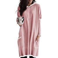 Dokotoo Women's Long Sleeve Hoodie Dress 2025 Pullover Fall Tops Sweatshirt Dress with Pockets