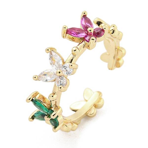 Brass Micro Pave Cubic Zirconia Cuff Rings