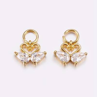 Brass Micro Pave Cubic Zirconia Charms