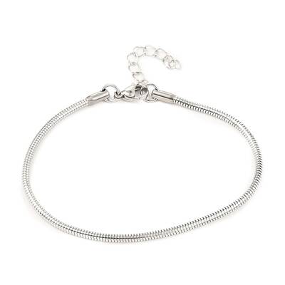 Tarnish Resistant Unisex 304 Stainless Steel Round Snake Chain Bracelets