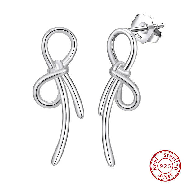 925 Sterling Silver Bowknot Stud Earrings