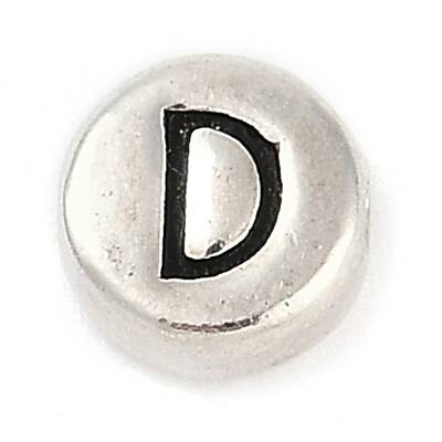 925 Sterling Silver Flat Round with Letter Beads